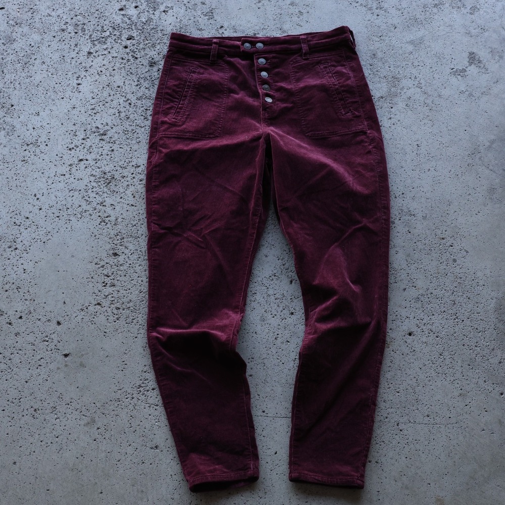 American Eagle Super Stretch Corduroy Jegging Womens Size 12 Burgundy Button Fly